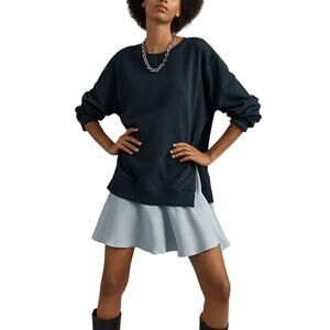 Maeve Long-Sleeve 'Twofer' Blue Cotton Mini Dress Size S